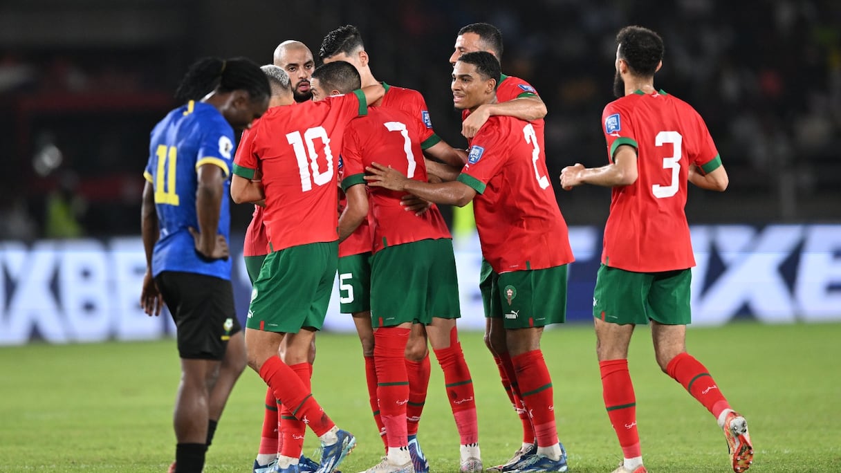 La joie des Lions de l'Atlas contre la Tanzanie, le 21 novembre à Dar es Salam.