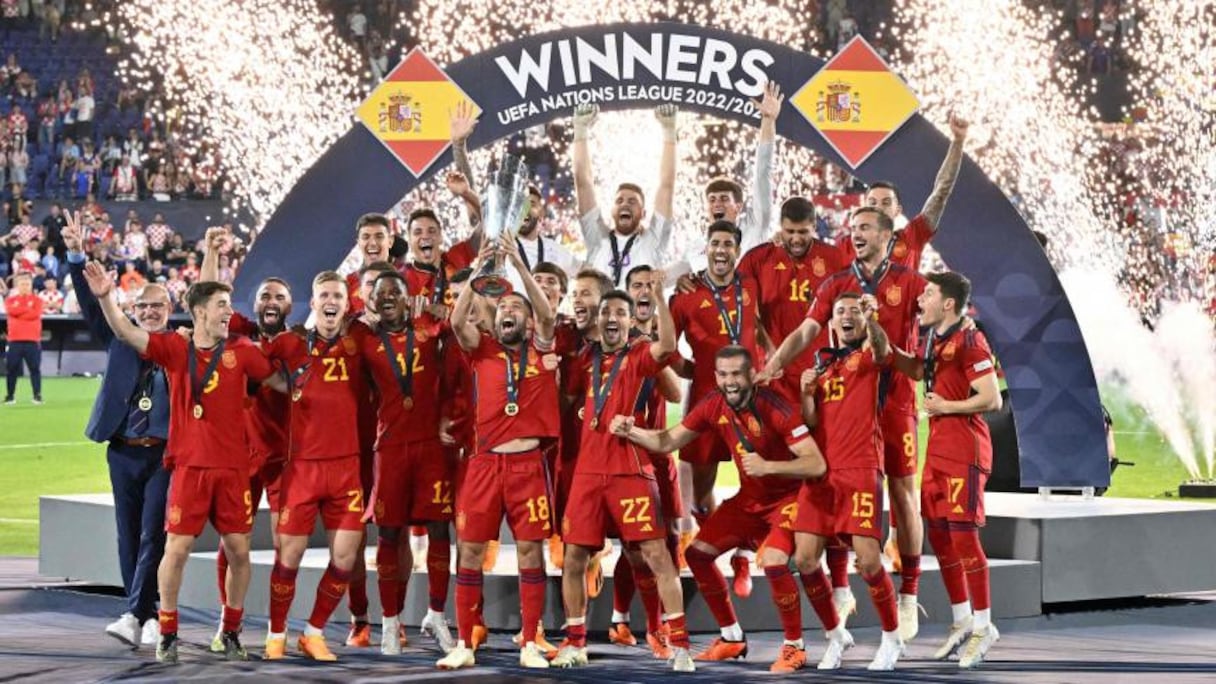 La sélection espagnole, victorieuse de la Ligue des nations.