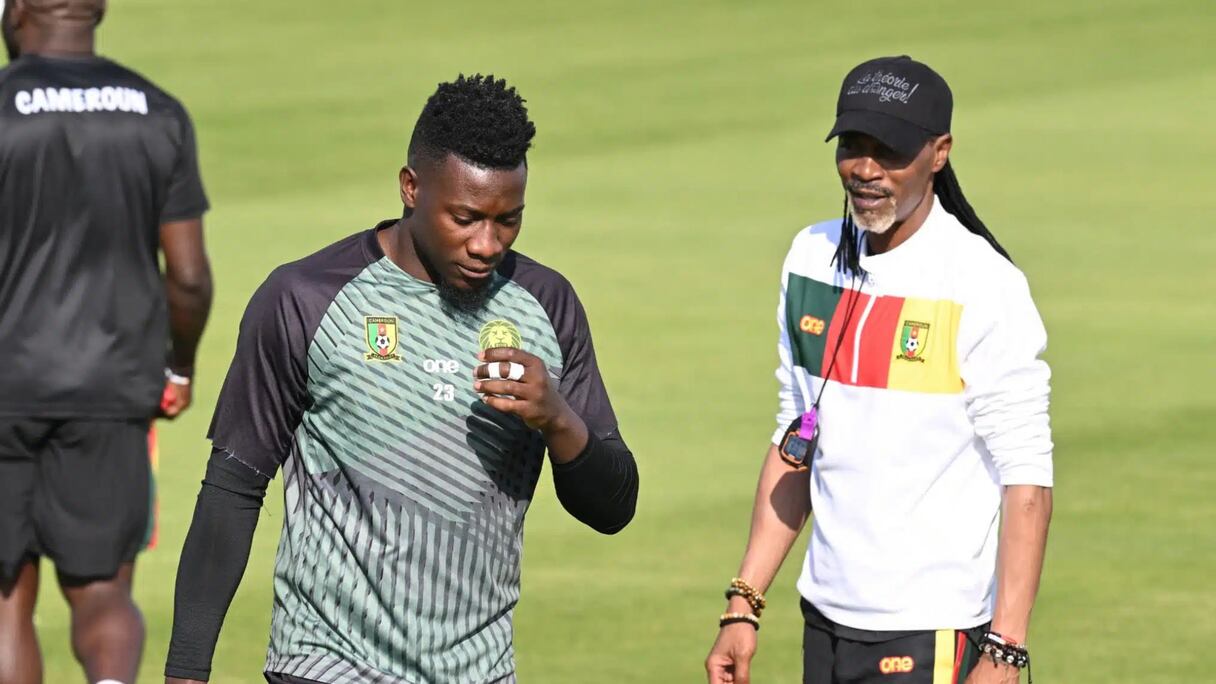 André Onana avec son coach Rigobert Song.