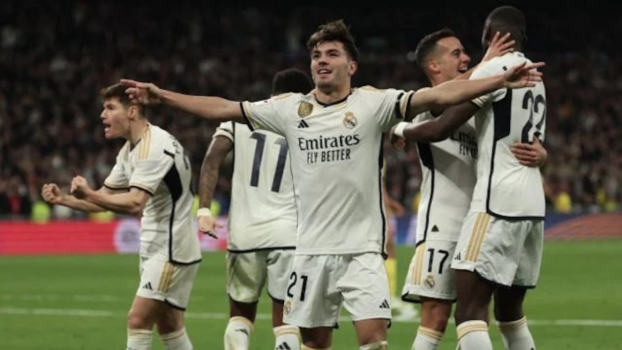 Brahim Diaz célébrant son but avec le Real Madrid contre Villarreal, le dimanche 17 décembre 2023.
