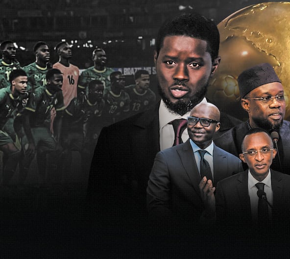 Bassirou Diomaye Faye, président du Sénégal, Ousmane Sonko, son premier ministre, Abdoulaye Fall, président de la FSF, et Abdoulaye Saydou Sow, SG de la FSF.