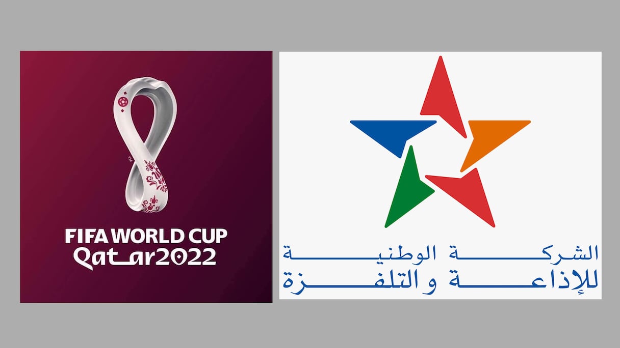 Logos de la SNRT et de la Coupe du Monde Qatar 2022.