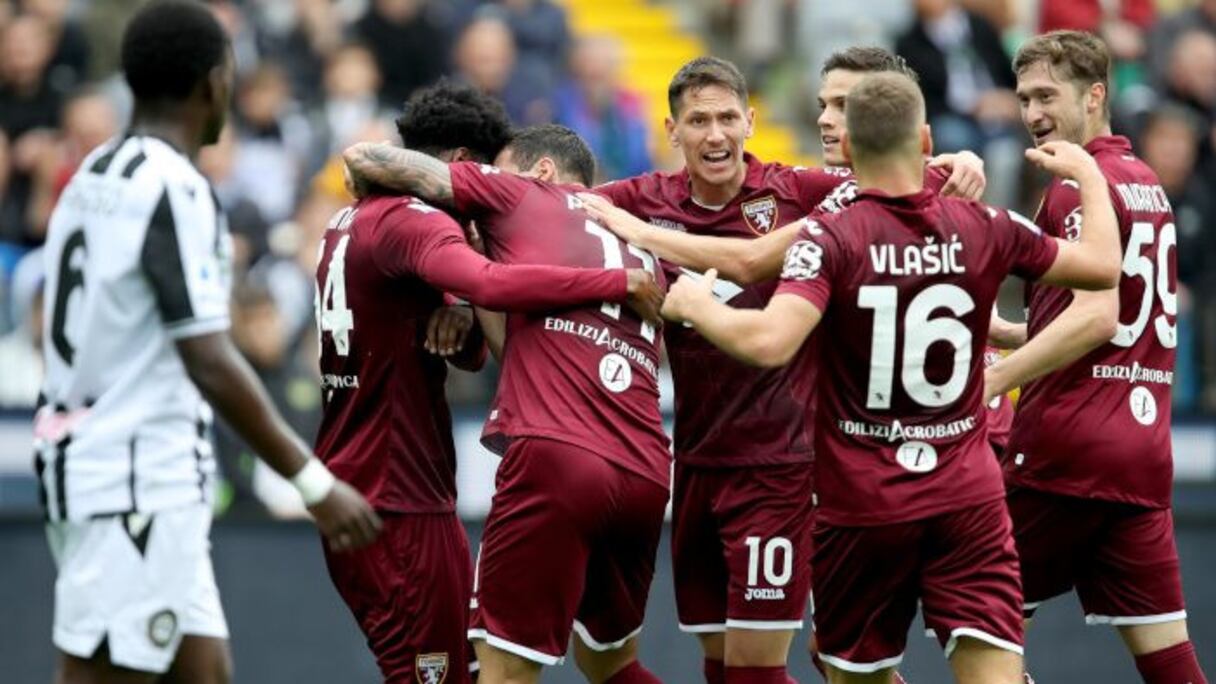 Les joueurs du Torino exultent après leur victoire (2-1) face à l'Udinese, le 23 octobre 2022.