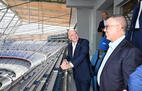 Fouzi Lekjaa et Gianni Infantino au Grand stade de Tanger, le samedi 20 septembre 2025