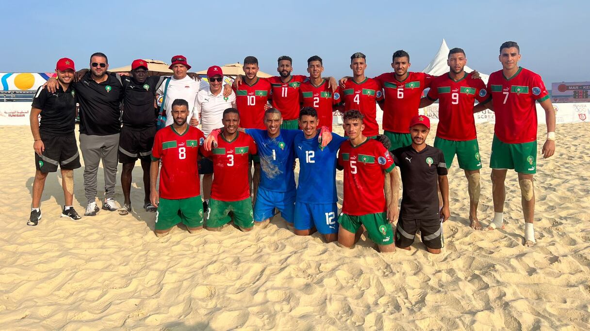 Les Lions de l'Atlas de beach soccer.