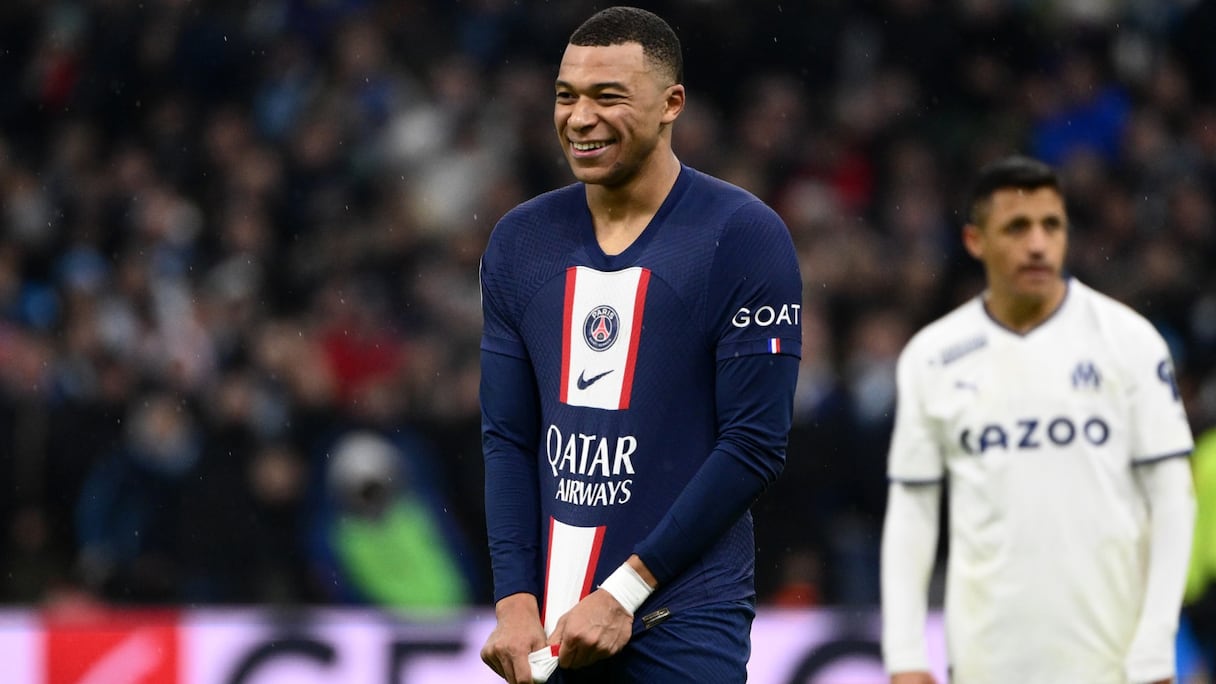 Kylian Mbappé buteur contre l'Olympique de Marseille, le dimanche 26 février 2023.