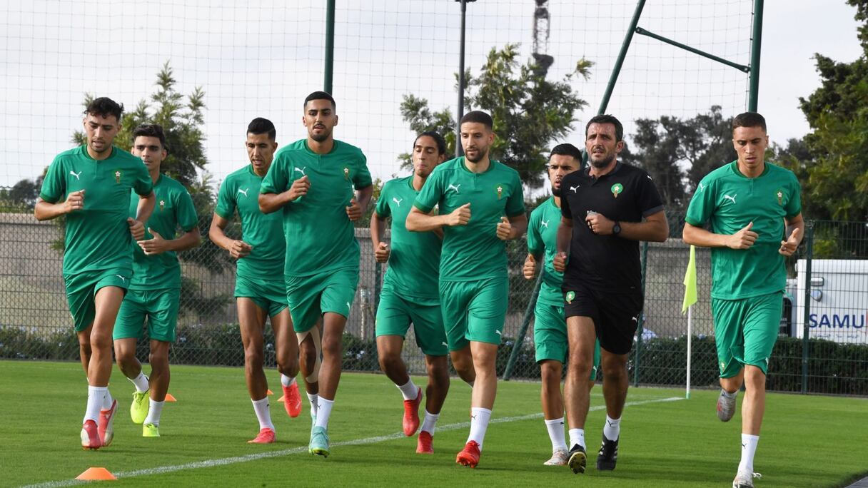 Les Lions de l'Atlas en plein entraînement.