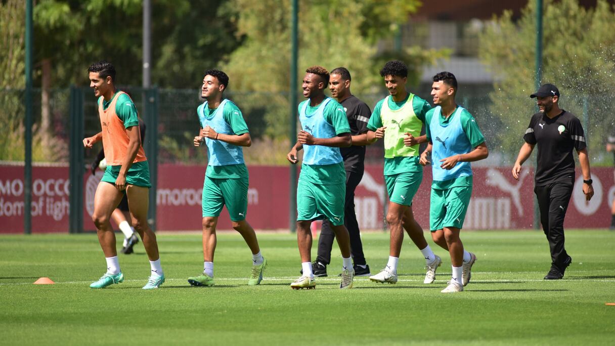 Les Lions de l'Atlas U23 lors d'une séance d'entrainement au Complexe Mohammed VI de football.