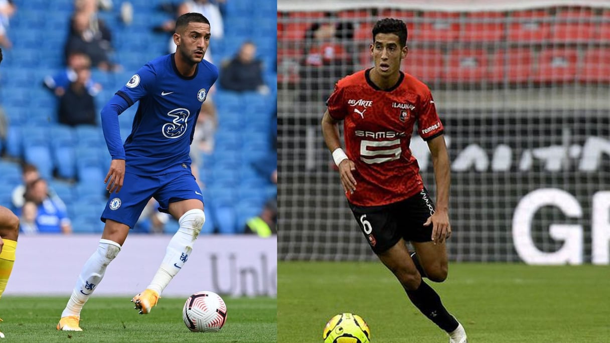 Hakim Ziyech (Chelsea) et Nayef Aguerd (Rennes).