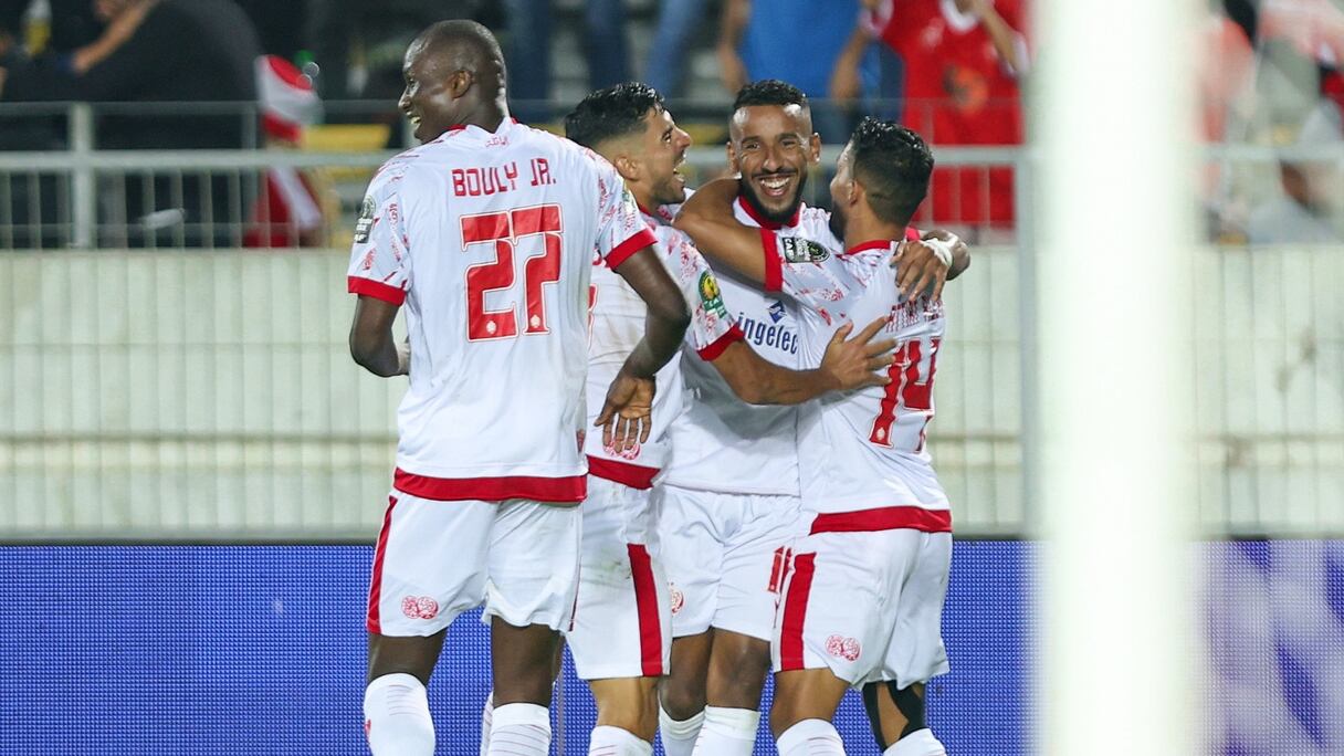 La joie des joueurs du Wydad contre le Hafia Conakry, le samedi 30 septembre 2023.