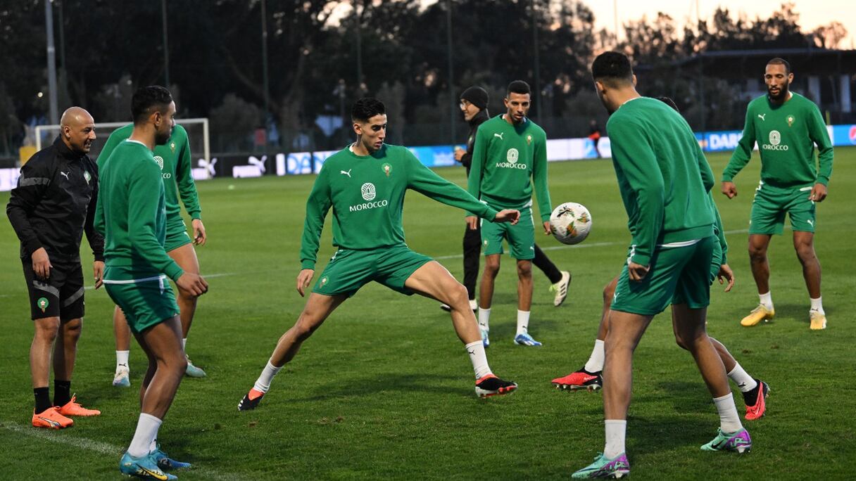 Dernier entraînement avant le départ des Lions de l’Atlas pour la Côte d’Ivoire, le samedi 6 janvier 2024.