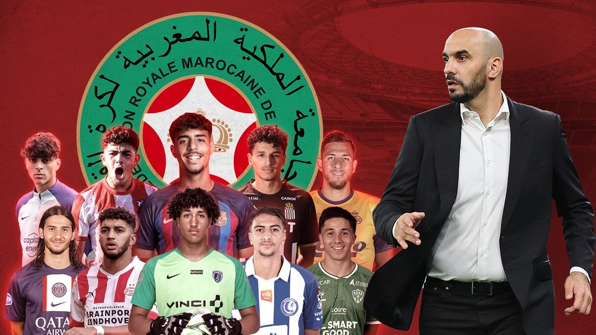Walid Regragui et certains jeunes joueurs marocains évoluant en Europe.