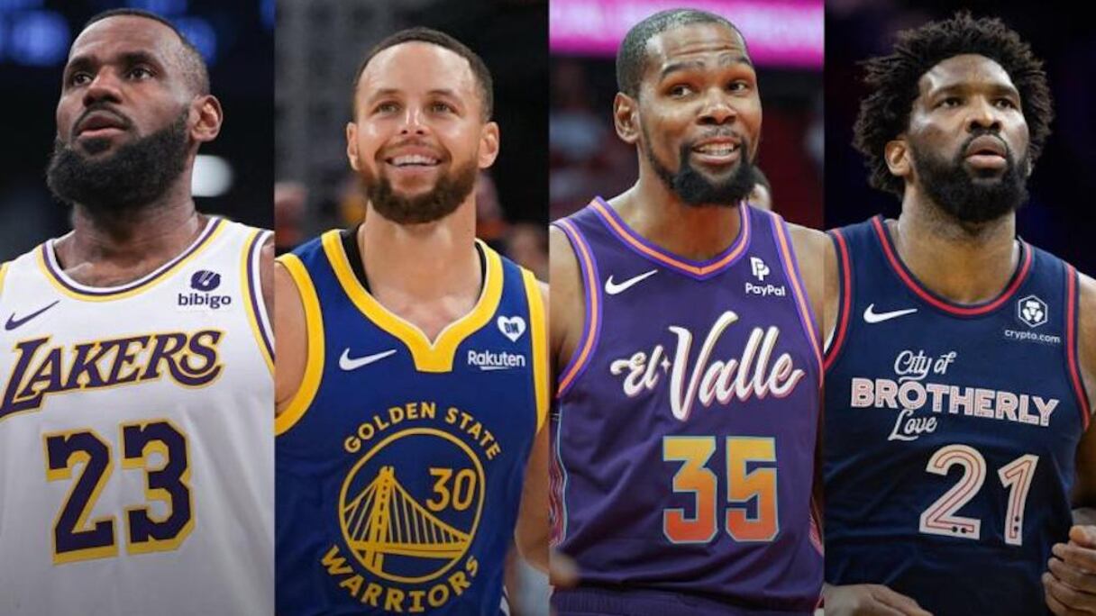 LeBron James, Stephen Curry, Kevin Durant et Joel Embiid.
