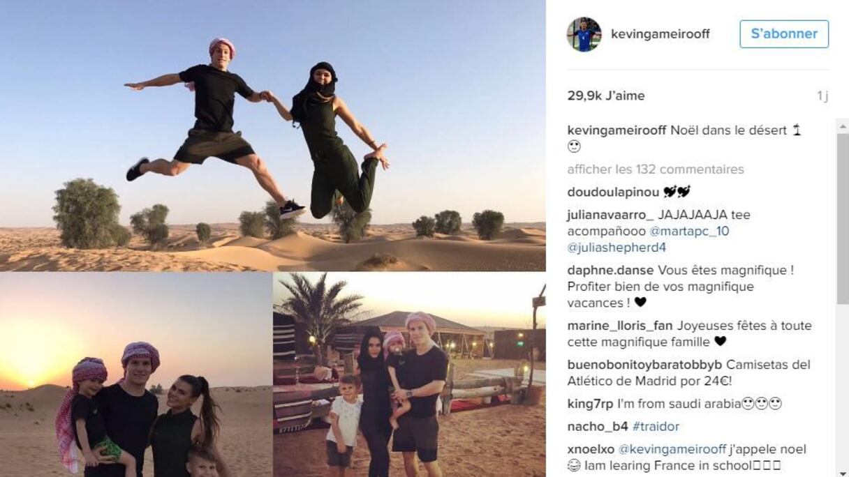 Kevin Gameiro et sa tribu ont posé bagages à Dubaï pour les vacances. Les Gameiro ont visiblement apprécié la quiétude et les sensationnels paysages du désert.
