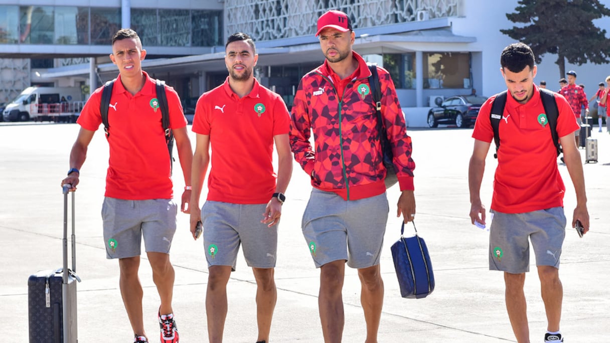 Les Lions de l'Atlas à l'aéroport Rabat-Salé, le 5 septembre 2024.