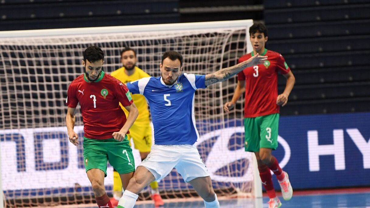 Maroc-Brésil, le 26 septembre 2021, en quart de finale de la Coupe du monde de futsal.