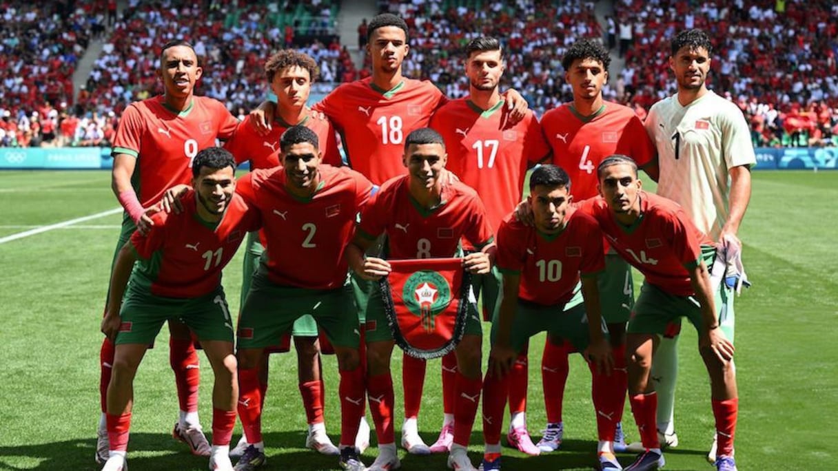 Les Lionceaux de l'Atlas U23 contre l'Argentine, aux JO 2024.