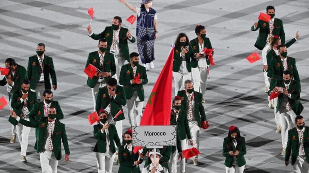 Le passage de l’équipe marocaine lors de la cérémonie d'ouverture des JO de Tokyo 2020.