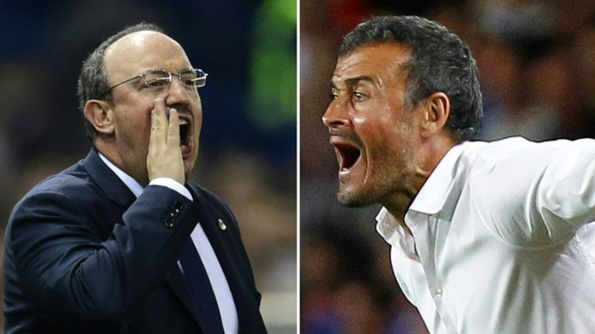 Photomontage des entraîneurs du Real Madrid Rafael Benitez et du FC Barcelone Luis Enrique.