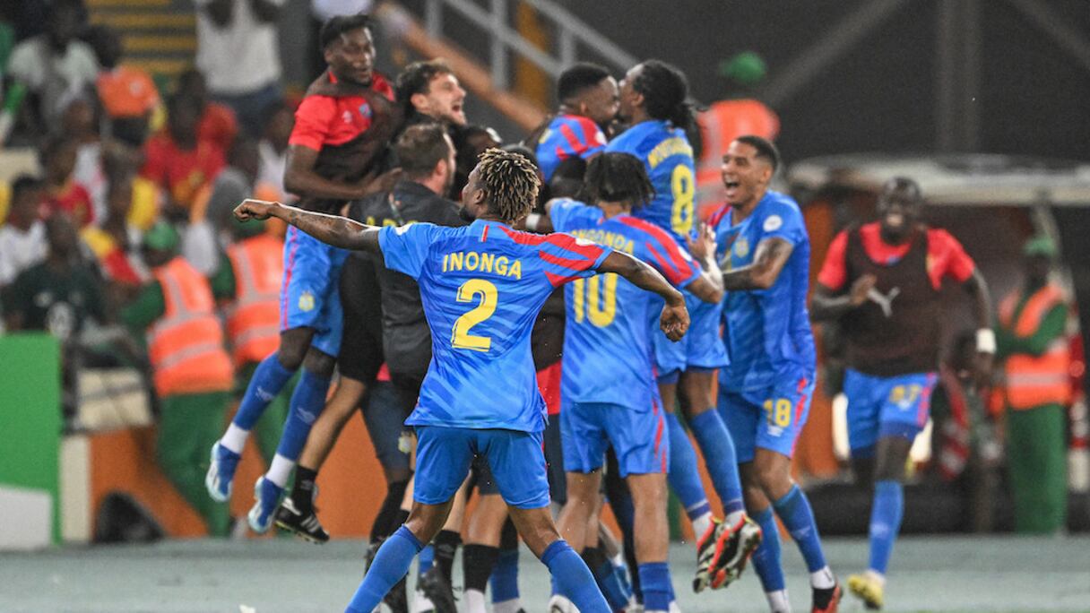 La joie des joueurs de la RDC contre la Guinée, le vendredi 2 février 2024