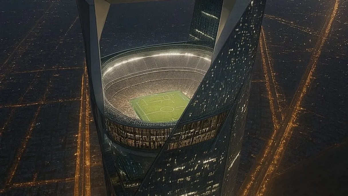 Le Neom Sky Stadium, pour l'heure au stade de projet, culminera à 350 mètres de hauteur et accueillera 46.000 personnes.