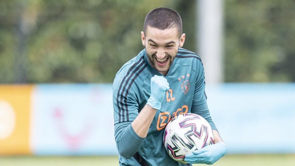 Hakim Ziyech, lors d'un entraînement avec l'Ajax Amsterdam.