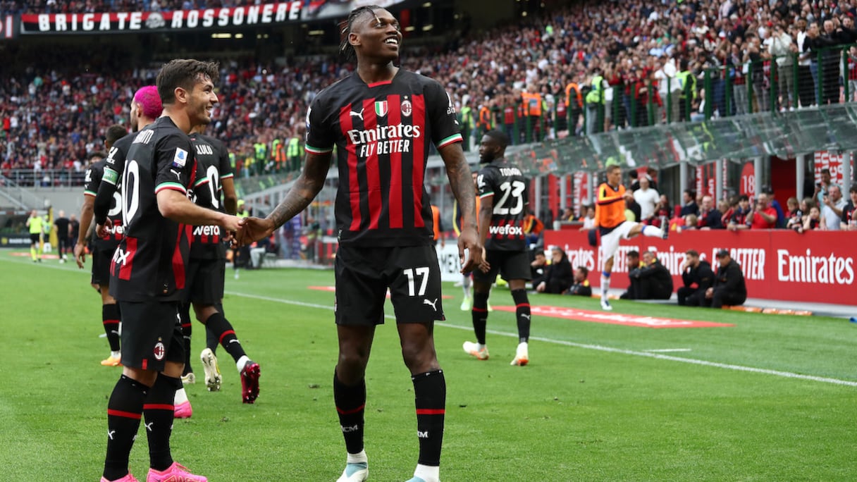 Rafael Leao, auteur d'un doublé pour l'AC Milan face à Lecce, le 23 avril 2023.