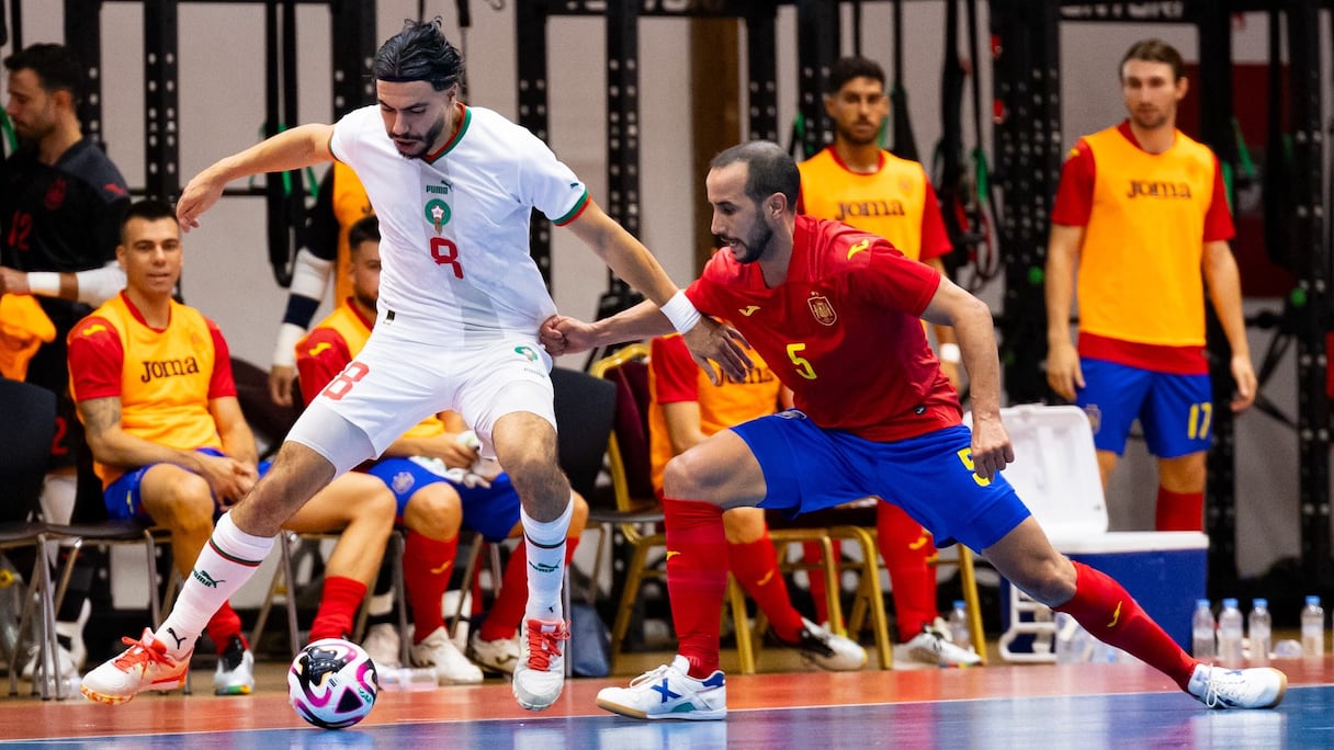 Match amical de futsal entre le Maroc et l'Espagne.