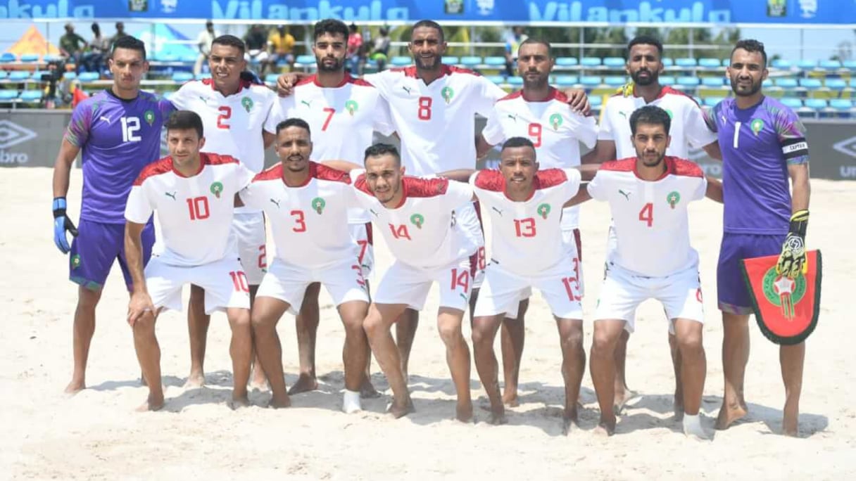 Les Lions de l'Atlas de beach soccer.