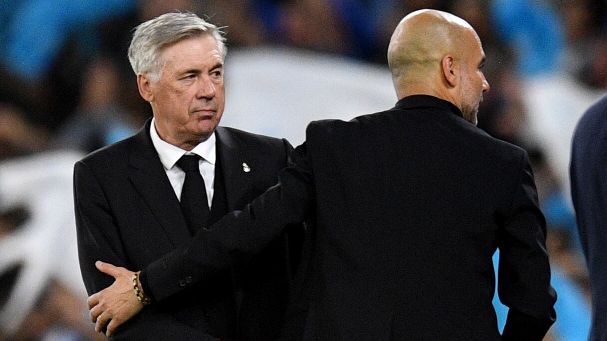 Carlo Ancelotti et Pep Guardiola.