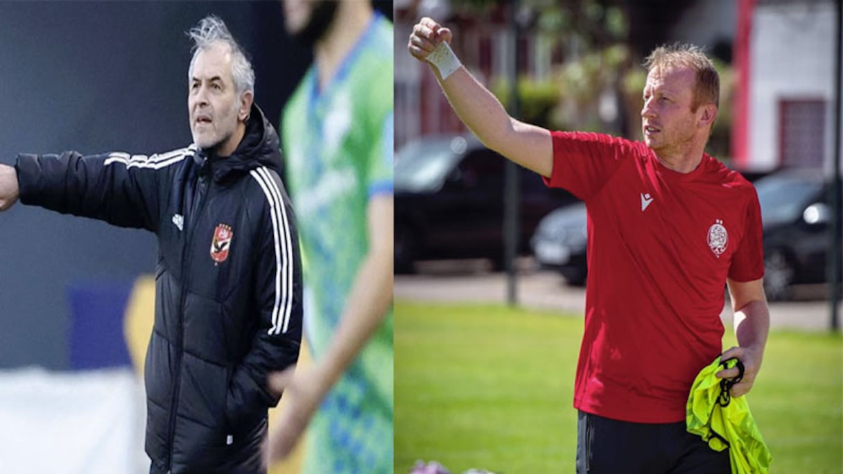 Sven Vandenbroeck et Marcel Koller, respectivement entraineurs du Wydad et d'Al Ahly.