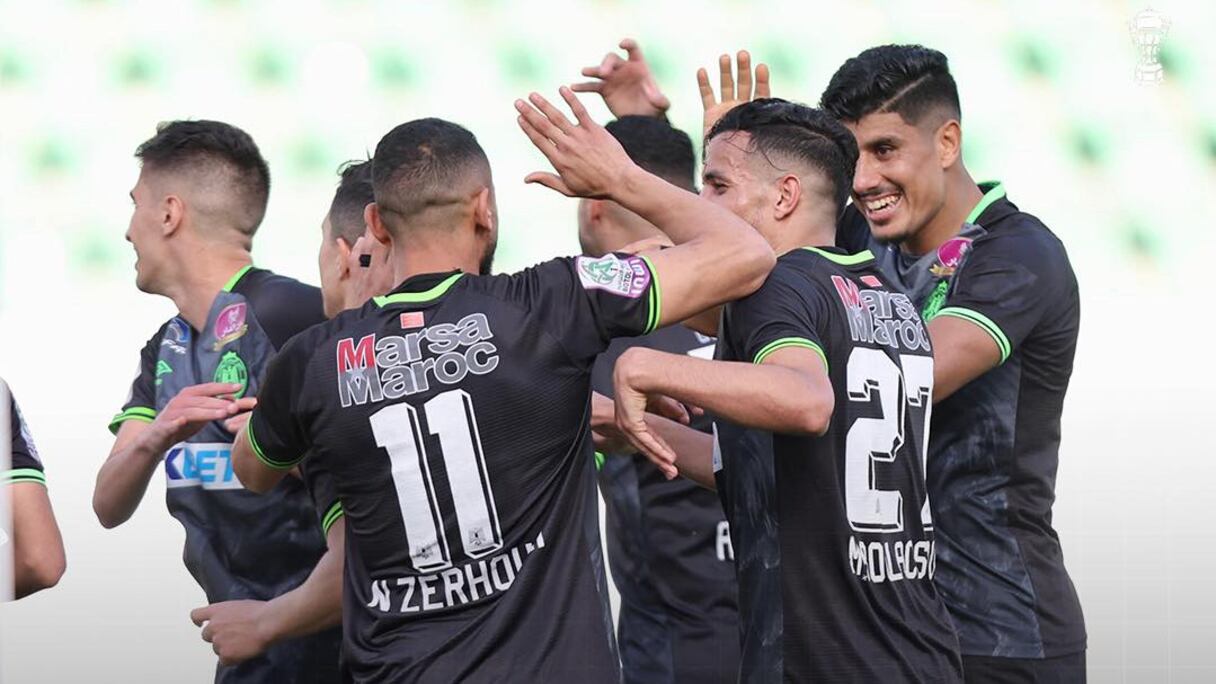 La joie des joueurs du Raja contre le HUSA, le samedi 11 mai 2024.