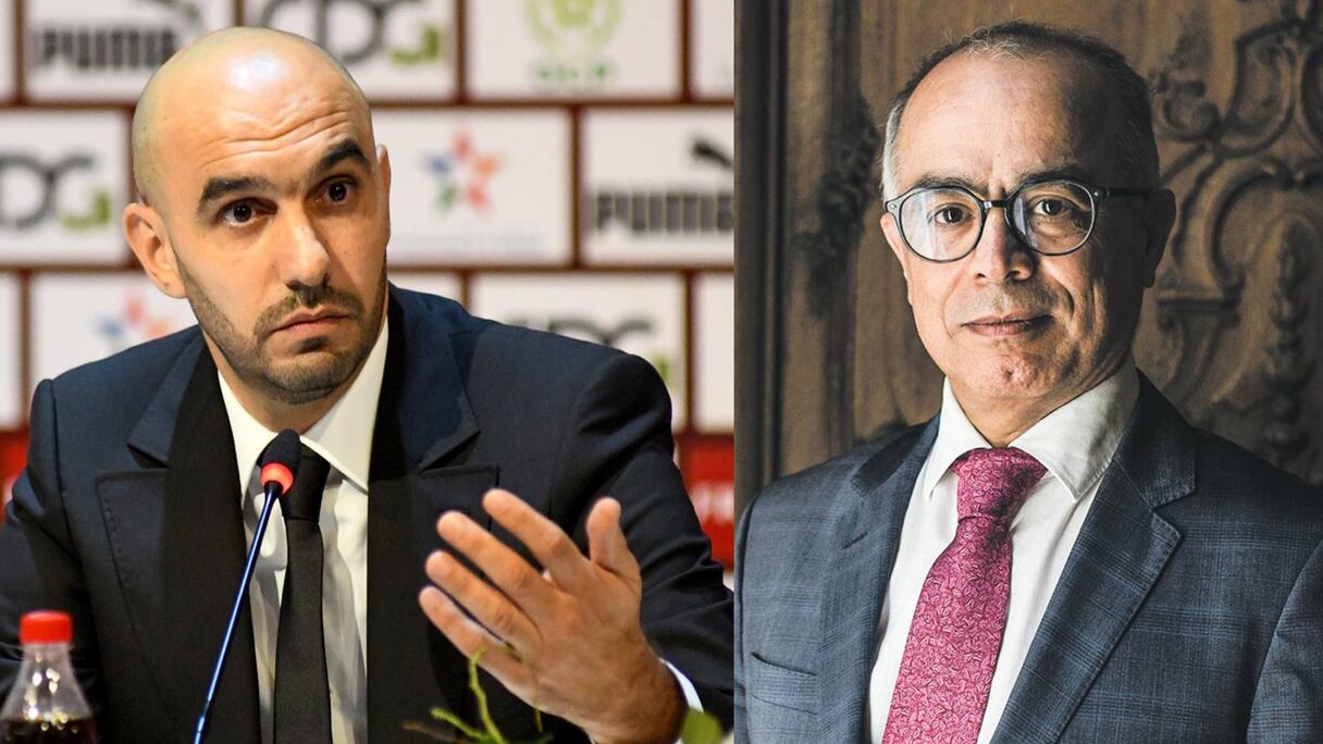 Chakib Benmoussa, ministre de l'Education nationale, du préscolaire et des sports, Walid Regragui, sélectionneur national.