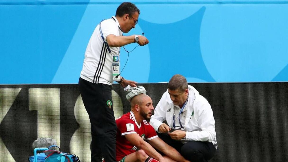 Nordin Amrabat a été victime d'un choc lui ayant causé une commotion cérébrale lors du match Maroc-Iran au Mondial 2018.