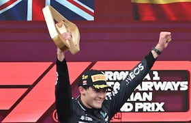 Le pilote britannique George Russell, vainqueur du Grand Prix d'Autriche.