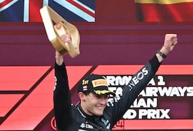 Le pilote britannique George Russell, vainqueur du Grand Prix d'Autriche.