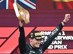 Le pilote britannique George Russell, vainqueur du Grand Prix d'Autriche.