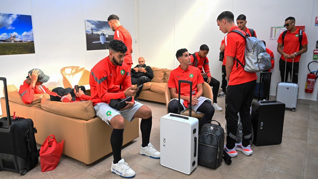 Arrivée des Lions de l'Atlas à Lens en France.