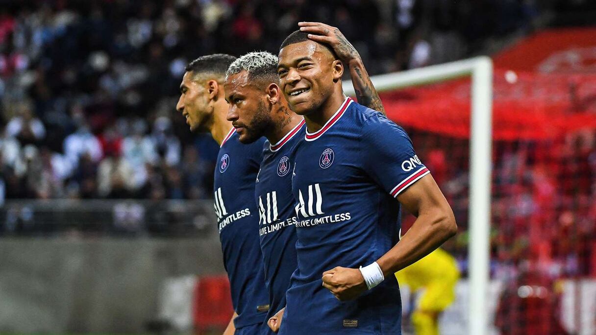 Achraf Hakimi, Neymar et Kylian Mbappé.