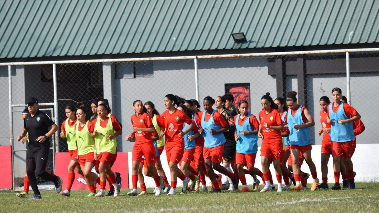Séance d’entrainement des Lioncelles de l’Atlas U17 à Lusaka en Zambie, le 6 juin 2024.