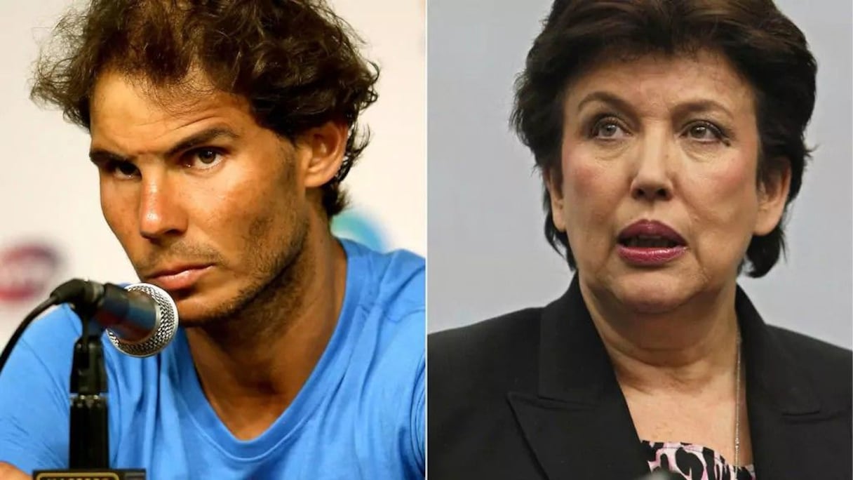 L'ancienne ministre de la Santé et des Sports Roselyne Bachelot (d) a été condamnée jeudi à Paris à 500 euros d'amende avec sursis pour avoir accusé le tennisman espagnol Rafael Nadal (g) de dopage, dans une émission télévisée l'an dernier.
