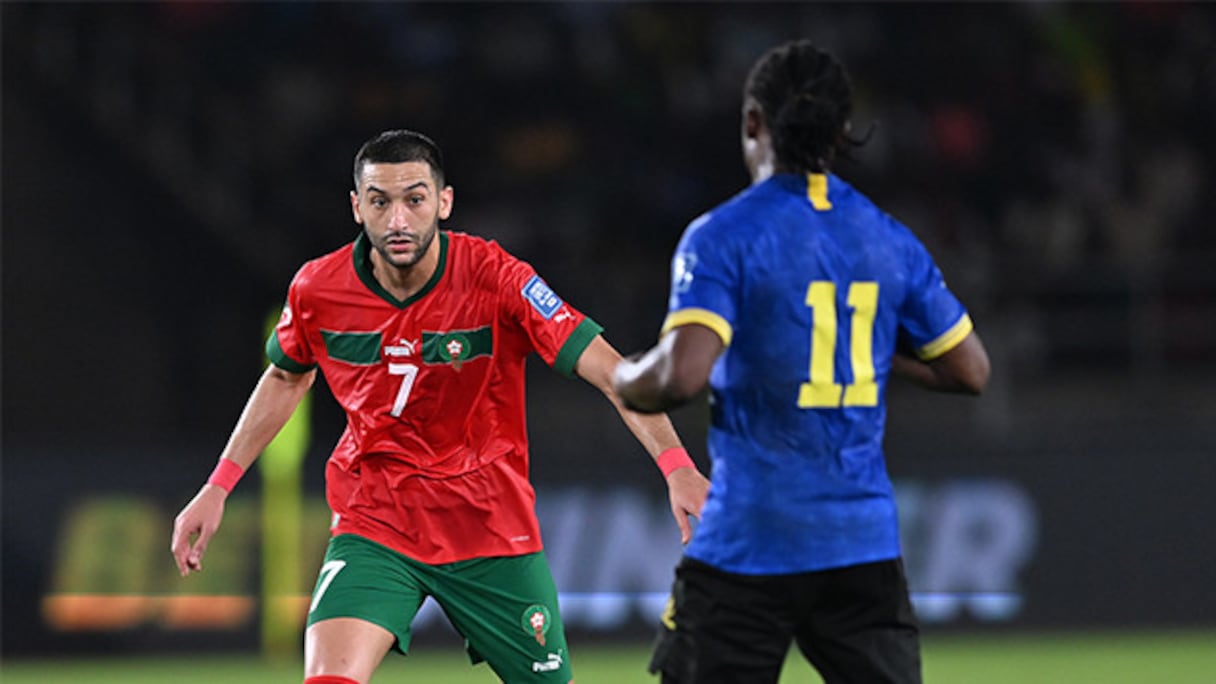 Hakim Ziyech lors du match Tanzanie-Maroc