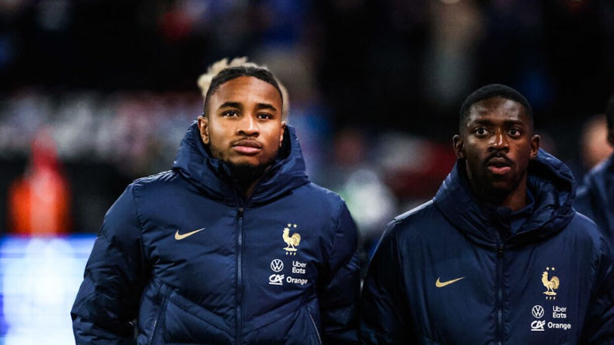 Christopher Nkunku et Ousmane Dembélé avec l'équipe de France.
