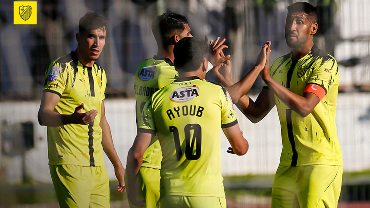 Les joueurs du MAS de Fès célèbrent leur victoire (1-2) sur l'Union de Touarga, le 7 janvier 2023.