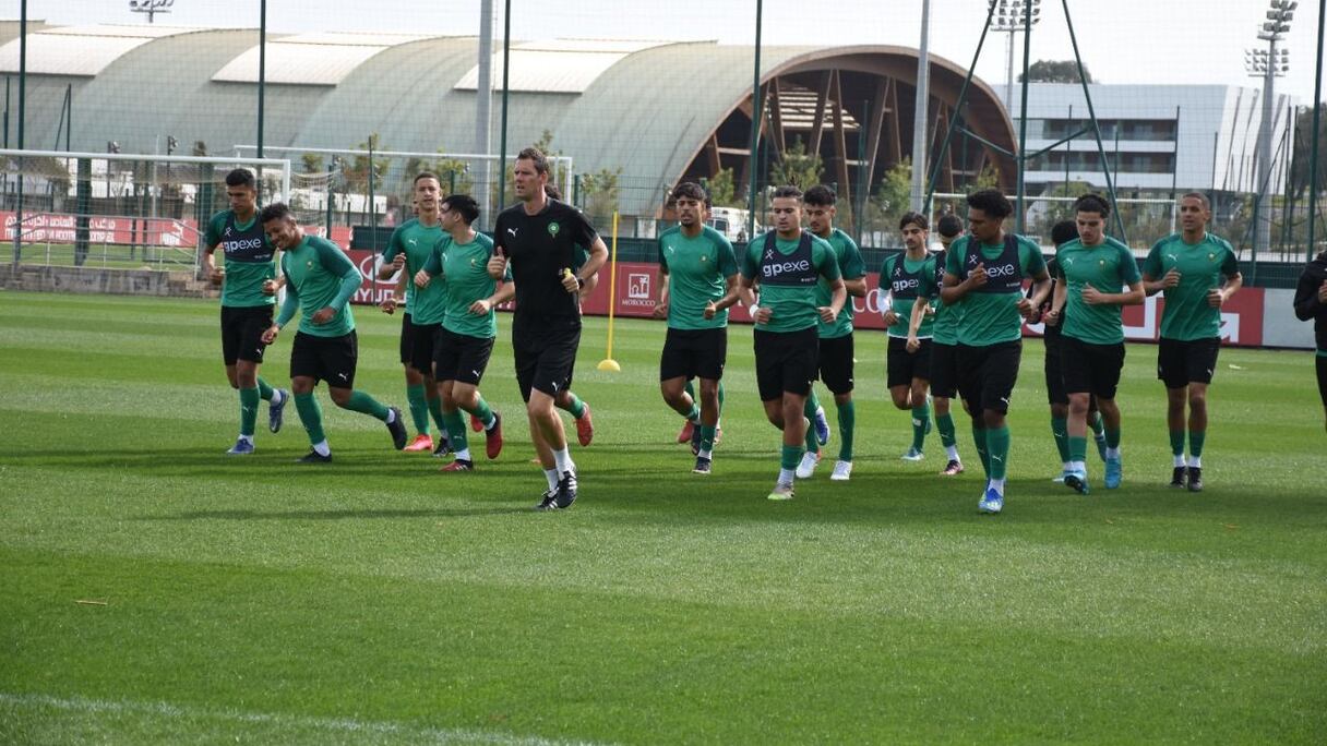 Les Lionceaux de l'Atlas U20 lors d'une séance d'entrainement.
