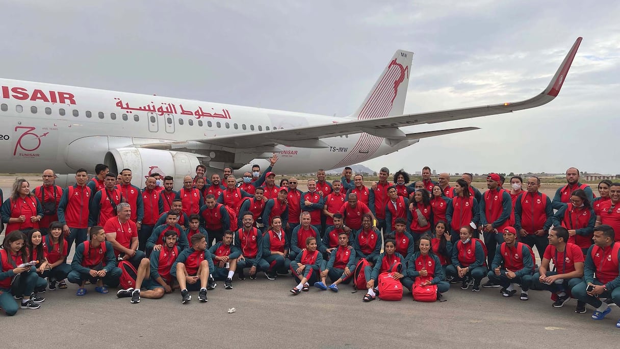 L'arrivée de la délégation marocaine à Oran dans le cadre de sa participation aux Jeux Méditerranéens 2022.