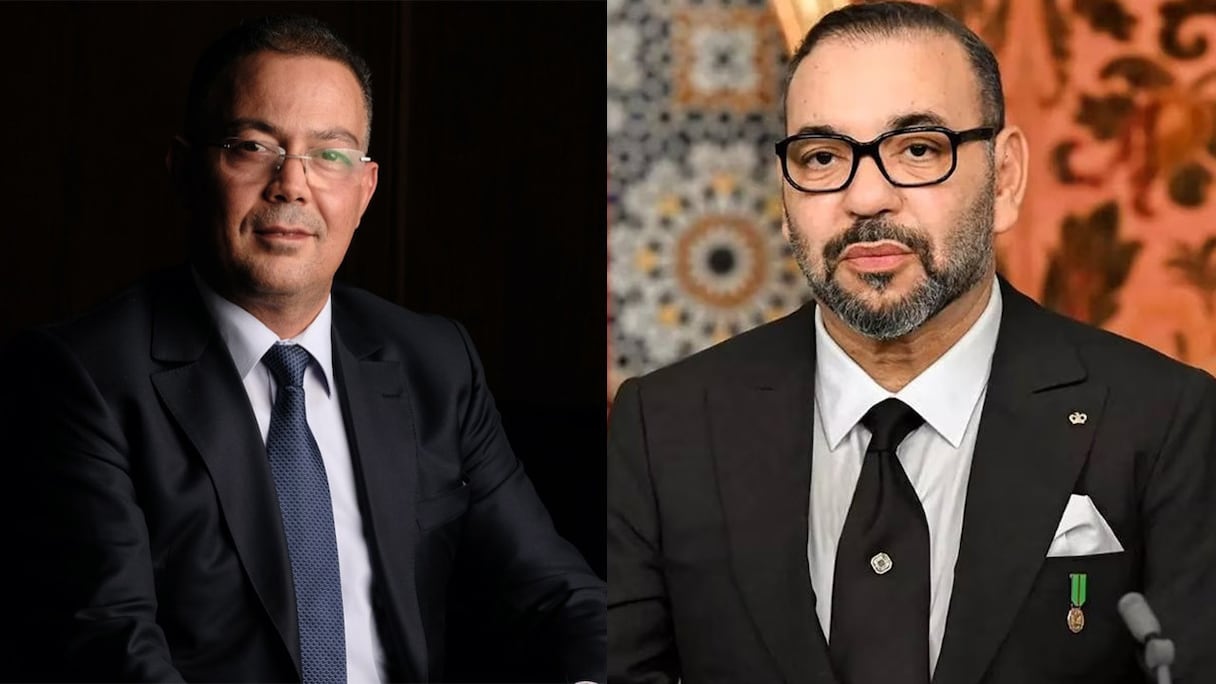 Le Roi Mohammed VI et Fouzi Lekjaa, président de la FRMF. (Montage)