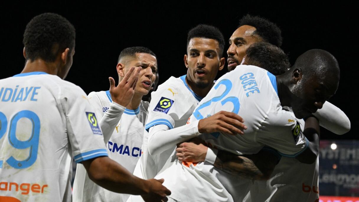 La joie des joueurs de l'OM contre Clermont, le samedi 2 mars 2024.