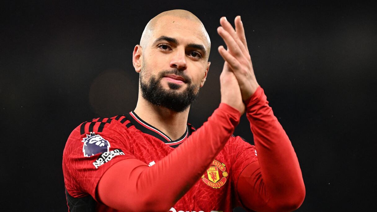Sofyan Amrabat sous le maillot de Manchester United.