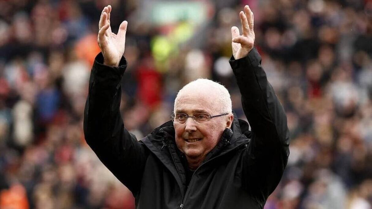 Sven-Goran Eriksson, ex-sélectionneur de l'Angleterre, sur le banc de Liverpool à Anfield, le 23 mars 2024.